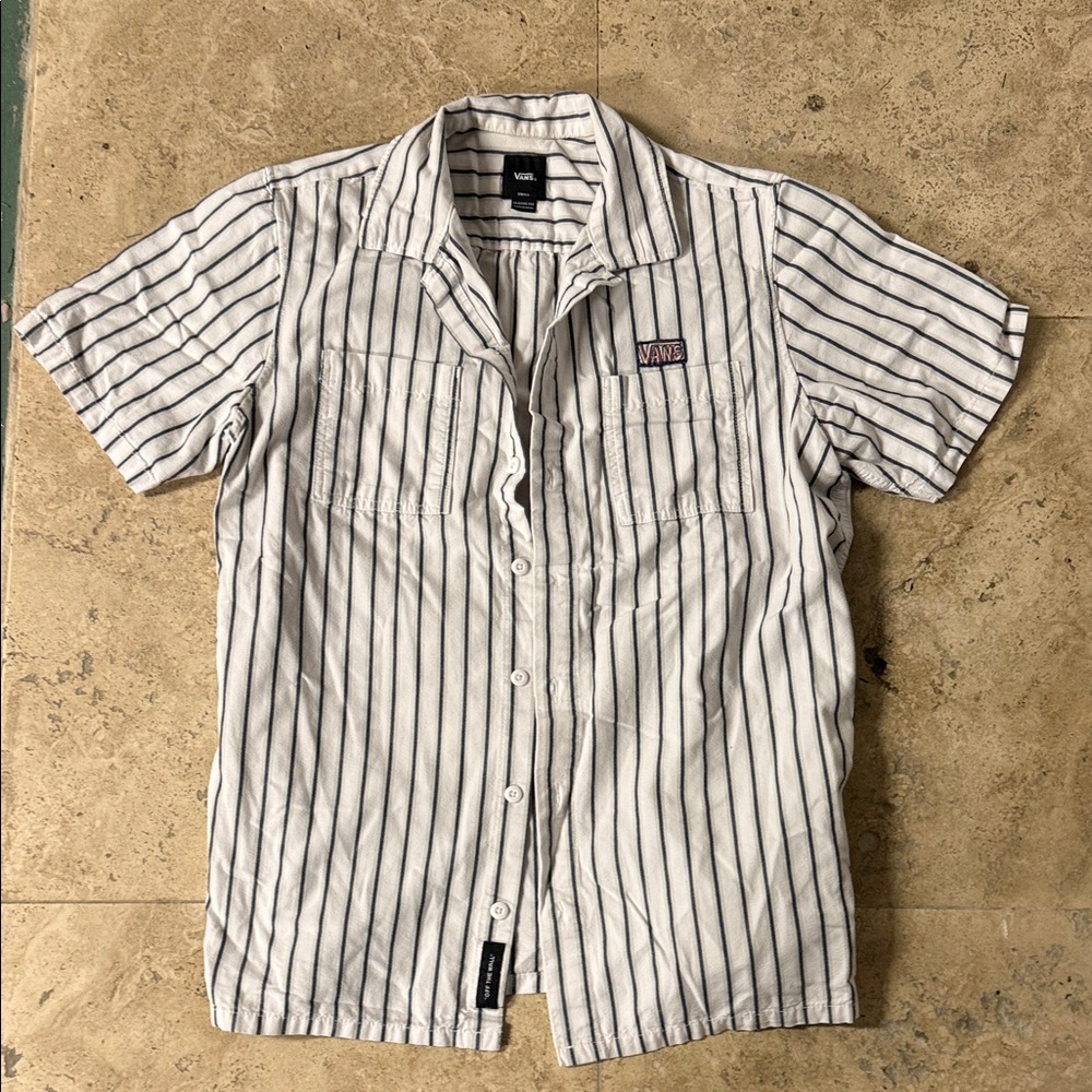 Vans Men's Black and White Striped Shirt